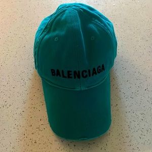BALENCIAGA women's teal baseball hat in size medium. Spring / Summer 2022